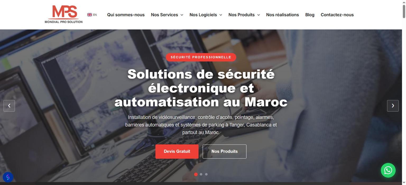 Site web corporate de Mondial Pro Solutions (mpsmaroc.com) réalisé par MPS Agency